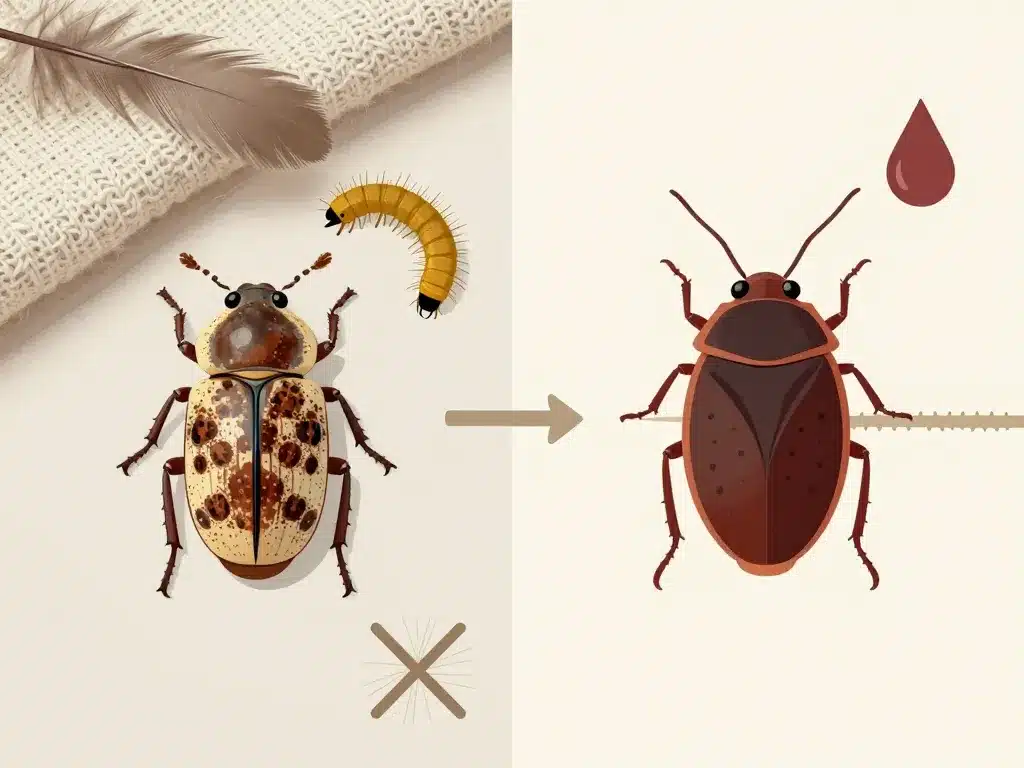 Diagramme anthrene de lit adulte et larve vs punaise de lit