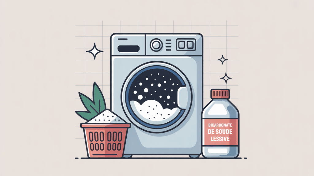 illustration bicarbonate de soude lessive en machine