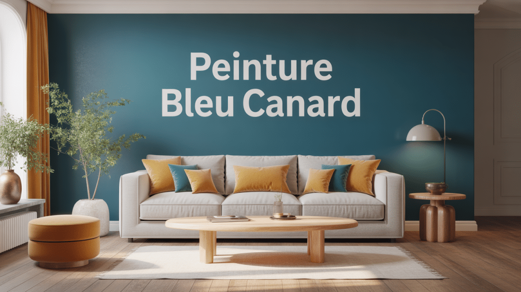bleu canard peinture pour salon moderne avec mur accent