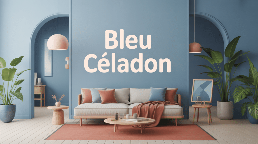 Illustration déco minimaliste bleu celadon
