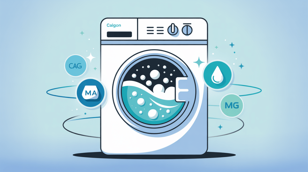 Illustration calgon machine a laver, protection anticalcaire et dosage