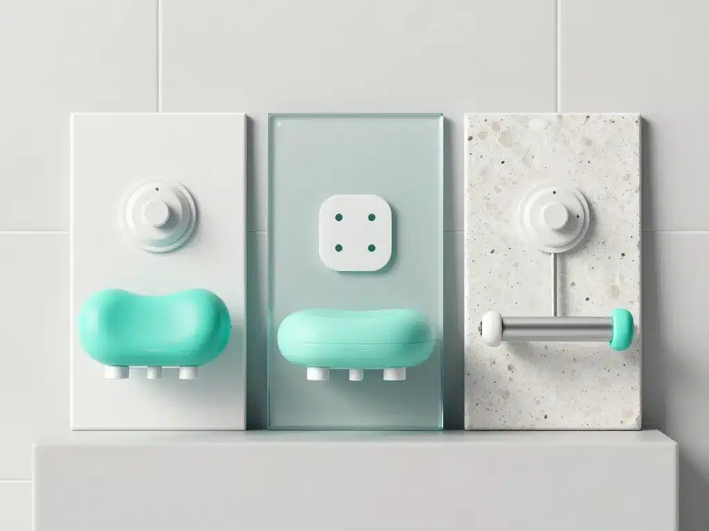 Comparatif visuel des porte-savon douche sans perçage selon paroi