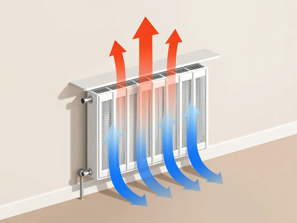 deco radiateur schéma airflow avec cache ajouré et tablette