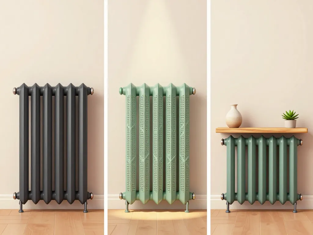 deco radiateur options fonte peinte, cache ajouré, tablette bois