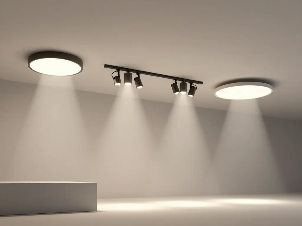 Scène produits montrant options d’eclairage pour plafond