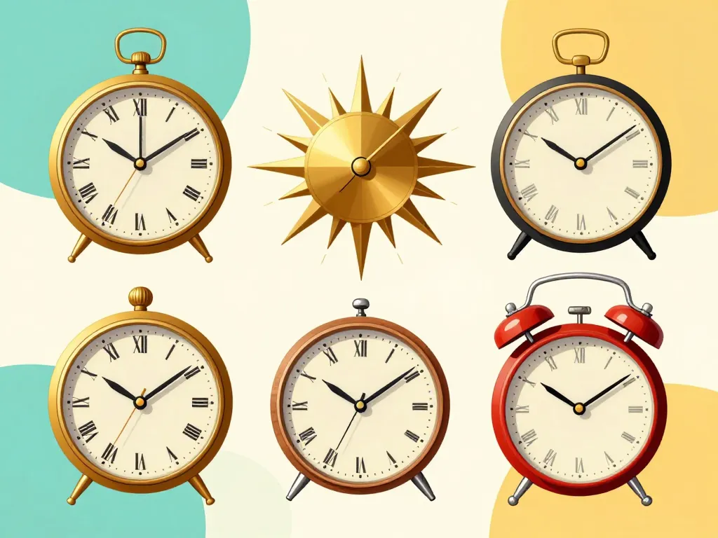 Horloges vintage année 50 en laiton, bois, chrome et bakélite