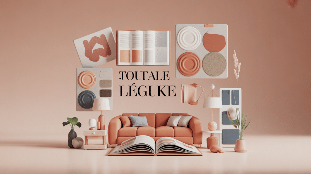 Illustration 3D journal de la décoration, moodboard et médias