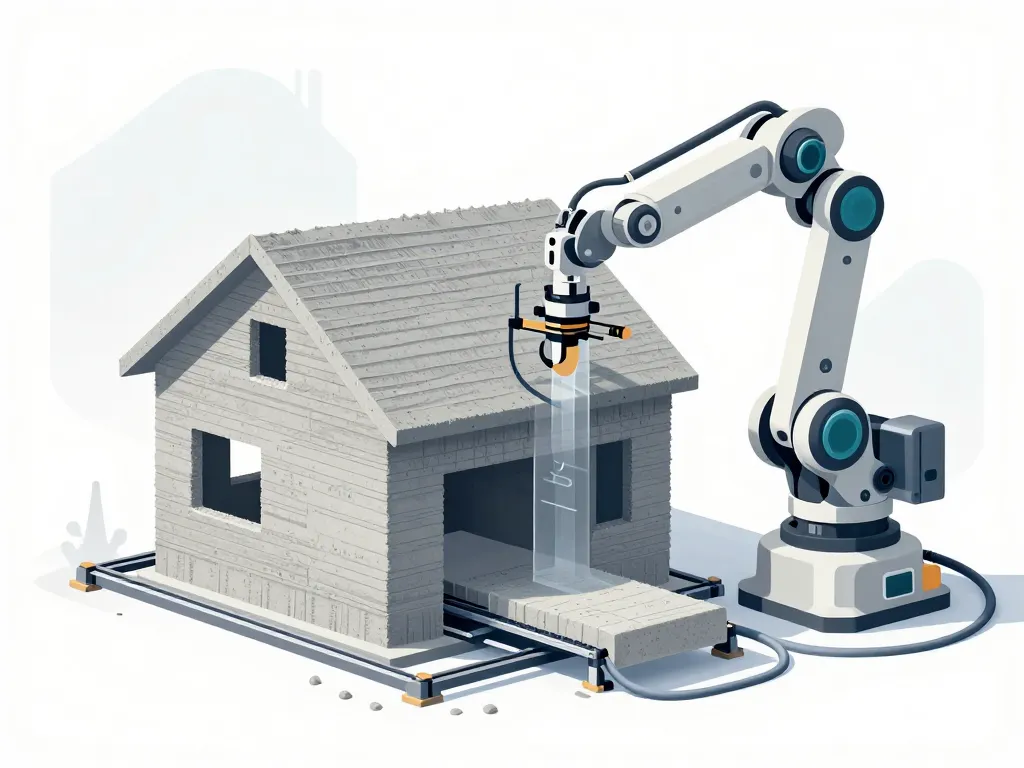 maison imprimée en 3d murs en couches, éléments non imprimés en filigrane