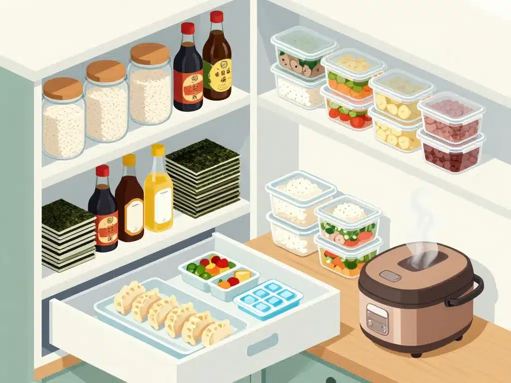 japonais maison : garde-manger organisé, dashi congelé, gyozas, rice cooker