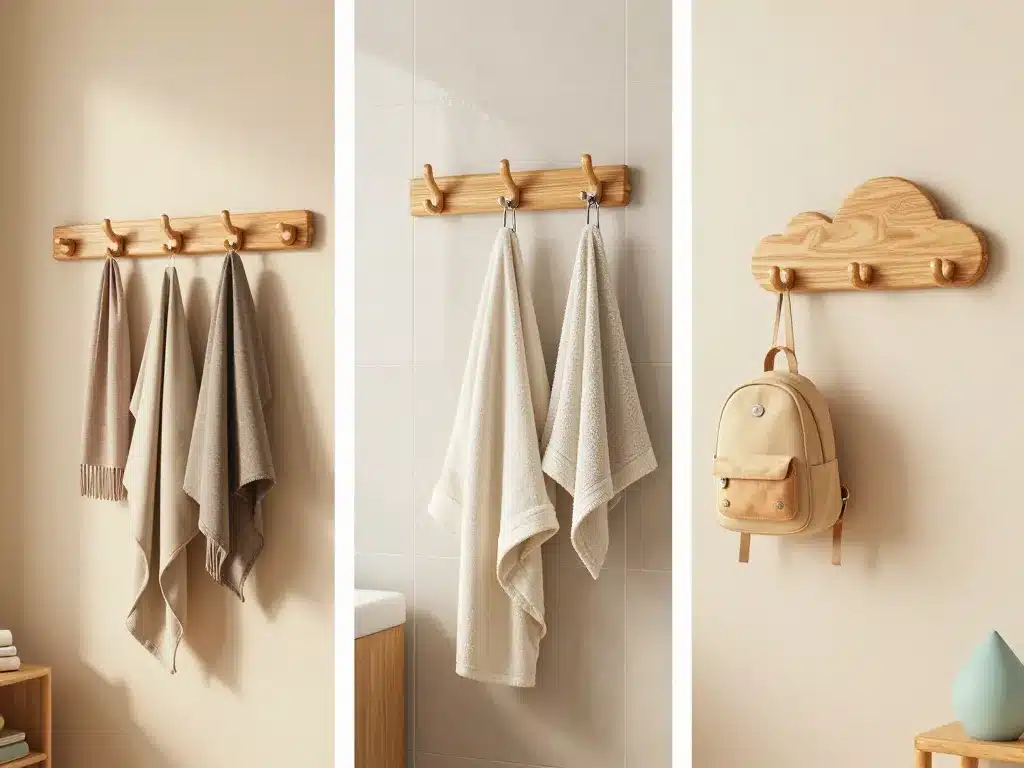 Triptyque patere bois entree salle de bain chambre enfant