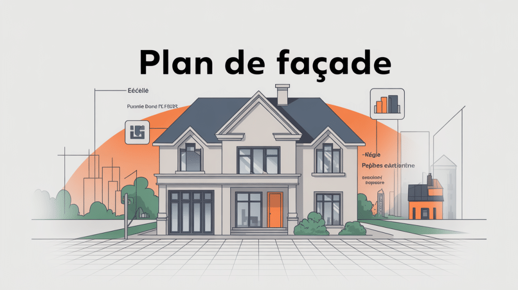 Illustration plan de facade pour permis et PLU