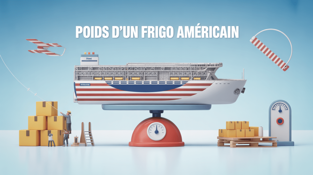 Illustration poids d un frigo américain sur balance, conseils livraison et installation