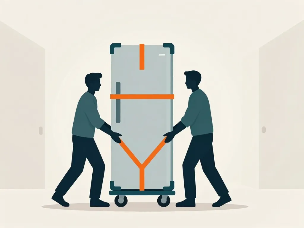 Scène déménagement sécurisé pour poids d un frigo américain