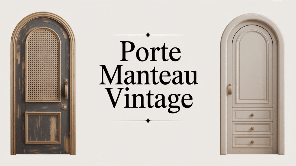 Illustration d’entrée avec porte manteau vintage mural et sur pied
