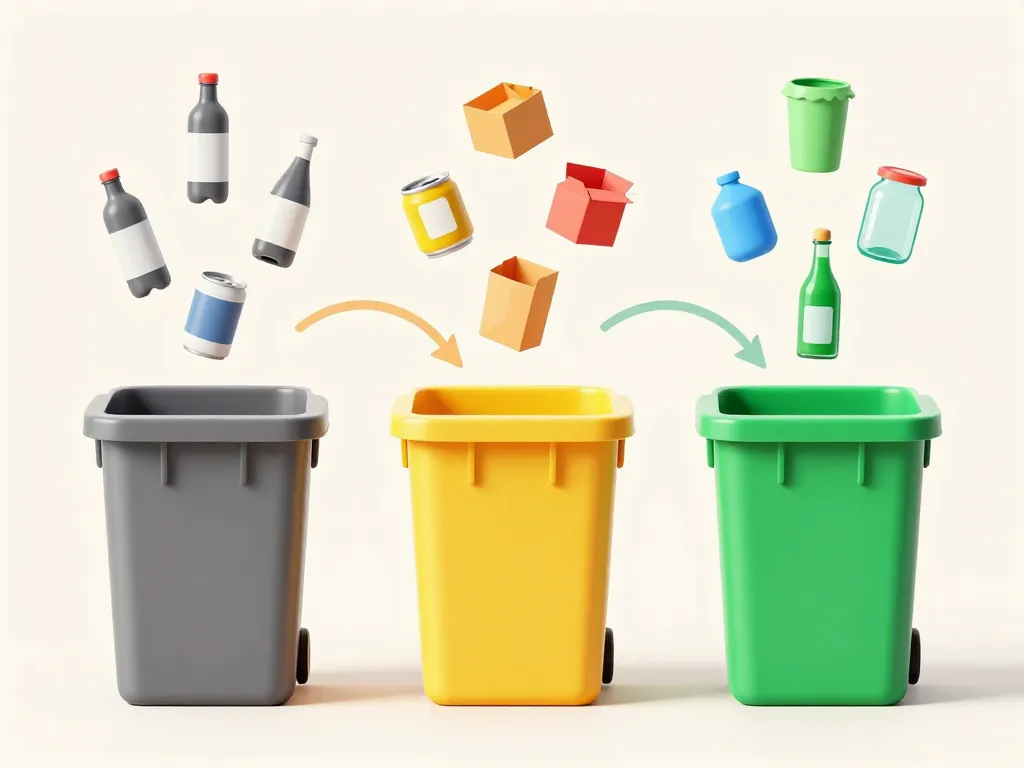 sortir les poubelles avec tri des bacs jaune verre ordures