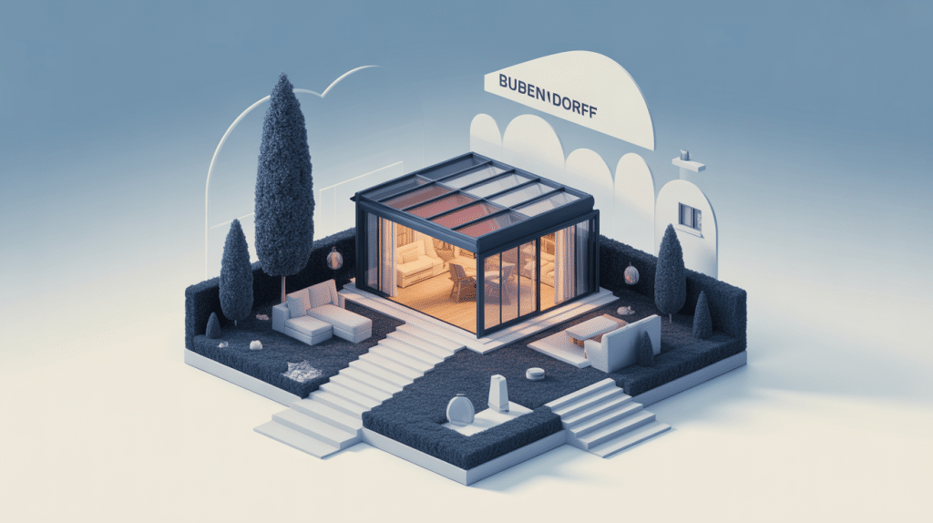 volet roulant toiture véranda bubendorff prix, illustration 3D véranda