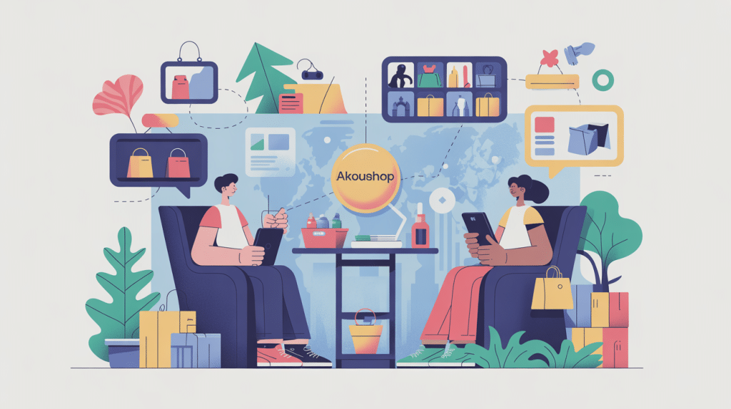 illustration akouashop plateforme e commerce acheteur vendeur