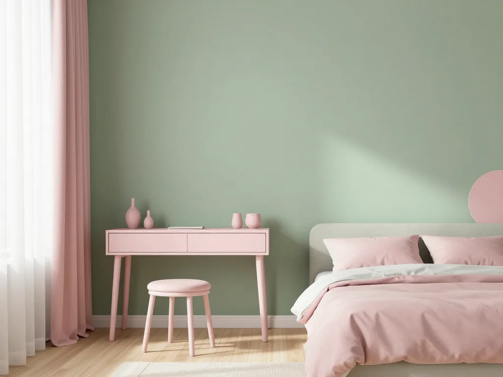 aménager chambre vert sauge et rose espace optimisé