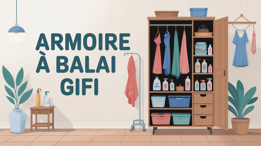 illustration armoire à balai gifi moderne produits entretien