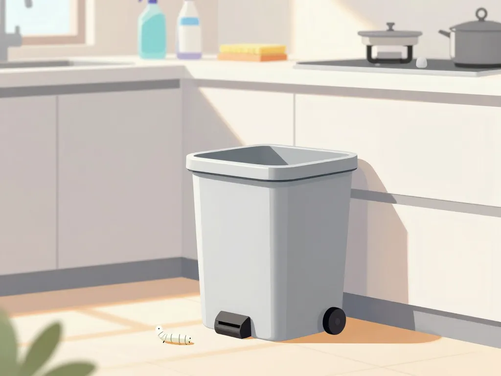 asticots blancs maison cuisine poubelle nettoyage