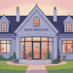 Façade avec bow windows lumineux illustration SEO