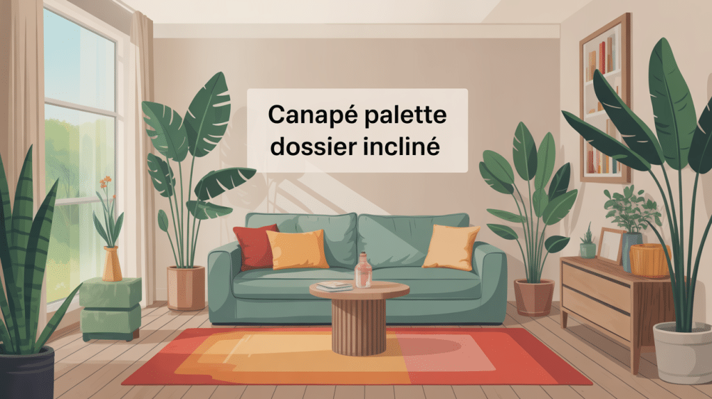 canapé palette dossier incliné dans salon moderne