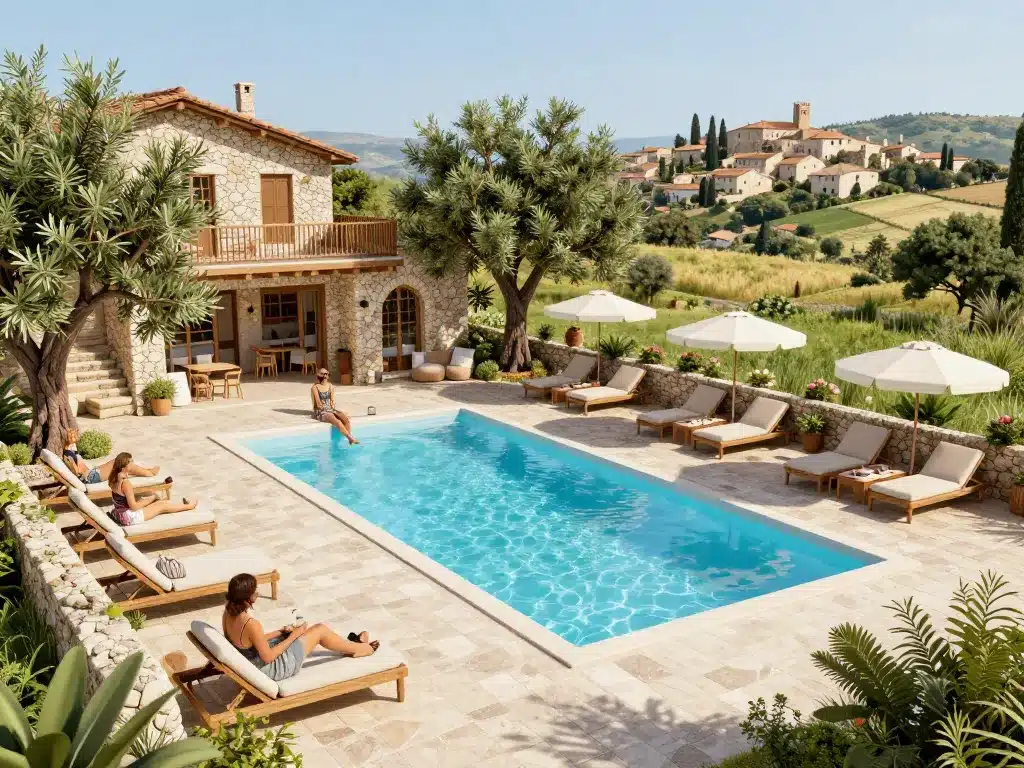 Piscine boutique casa maca Ibiza détente vue campagne