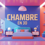 Illustration chambre en 3d moderne vue globale