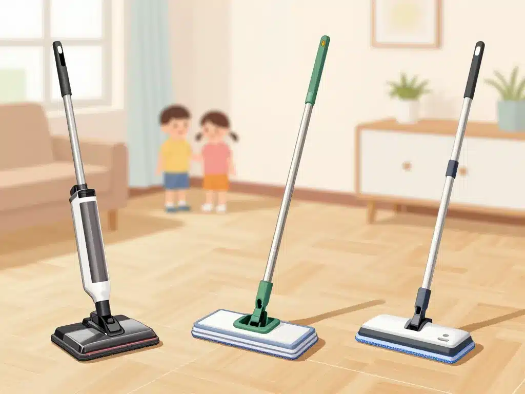 Différents balais lavants adaptés à chaque sol