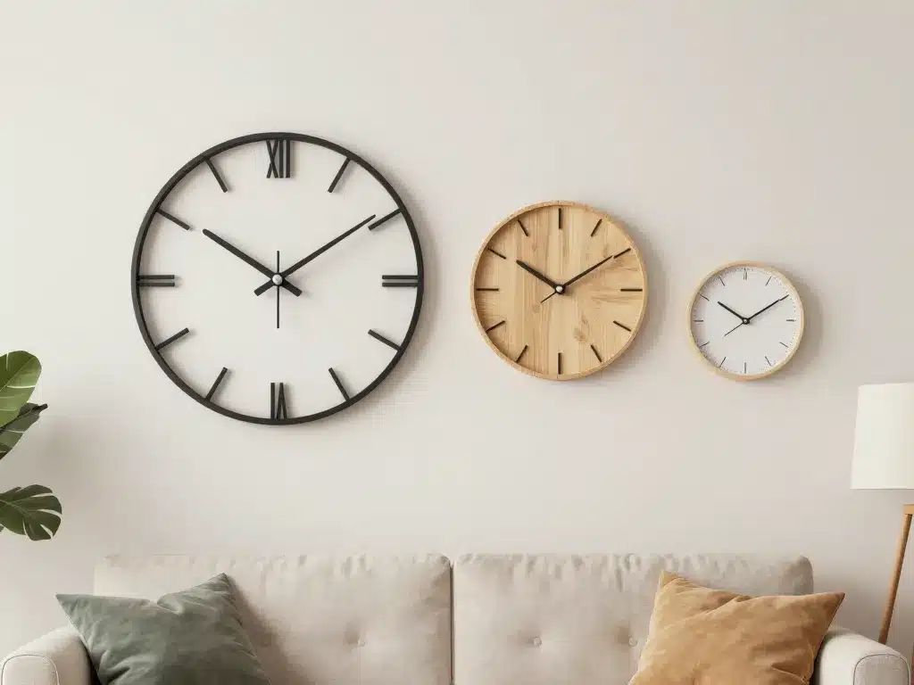 comparaison horloge murale design pour salon styles tailles
