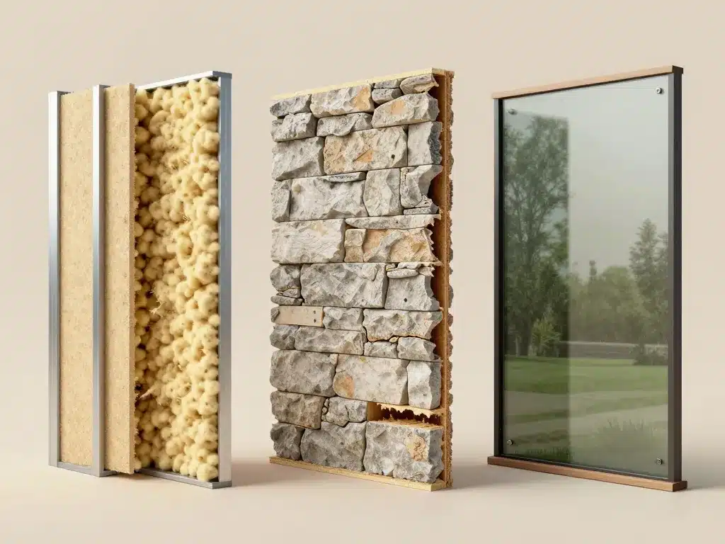 Comparatif cloison phonique plaques de plâtre, maçonnerie, vitrage