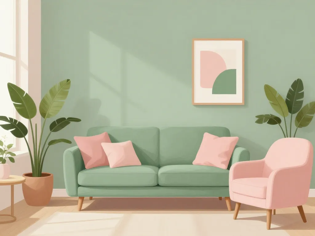 décoration intérieure rose et vert salon élégant