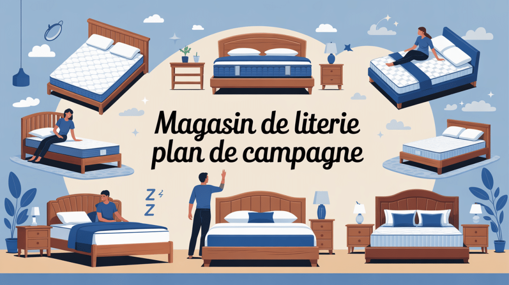magasin literie plan de campagne, illustration vectorielle sommeil