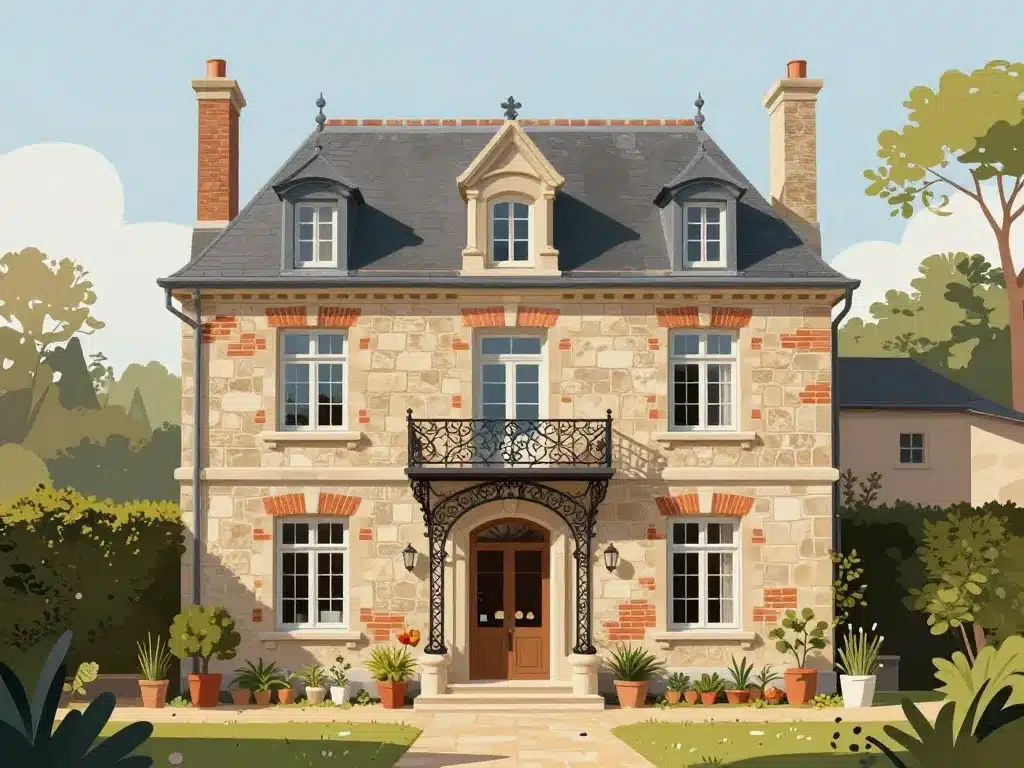 maison en meulière façade pierre détails décoratifs