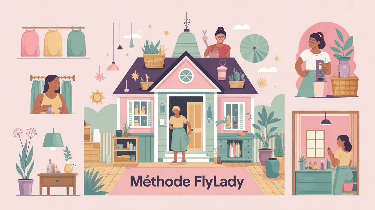 illustration méthode flylady maison rangée et apaisée