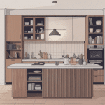 meuble avec plan de travail dans intérieur lumineux moderne