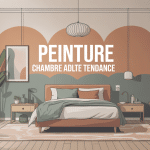 peinture chambre adulte tendance moderne mur beige terracotta vert