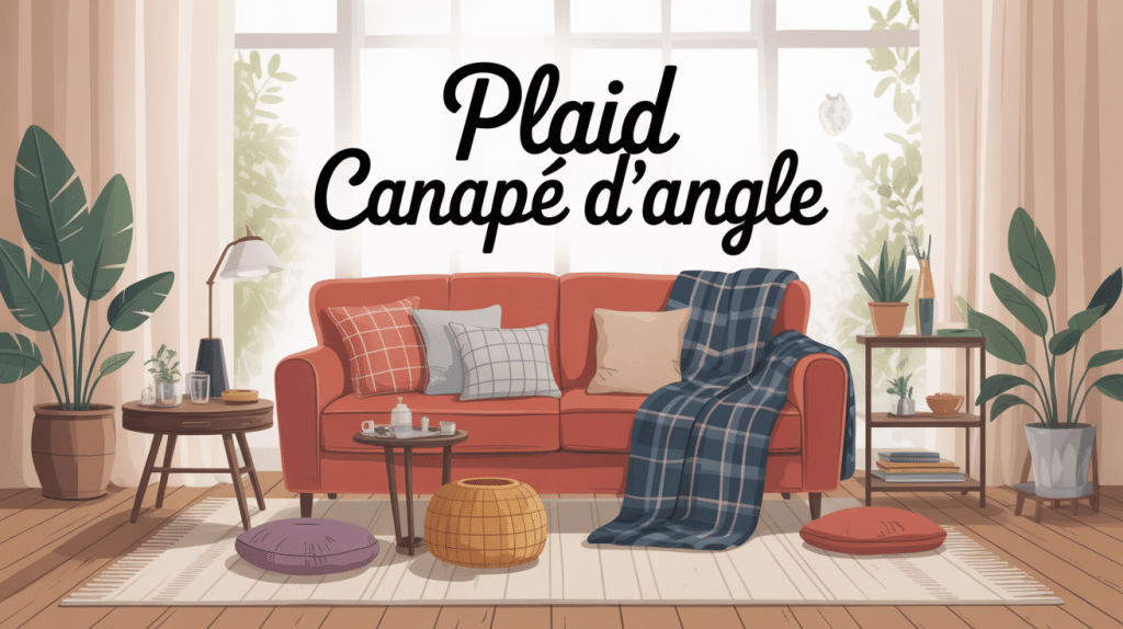 illustration plaid canapé d'angle cosy