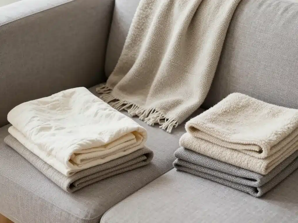 plaid pour canapé d'angle matières textures