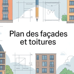 plan des facades et toitures illustration vectorielle dossier urbanisme