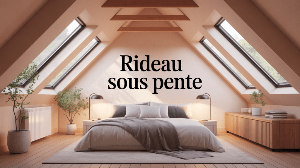 illustration rideau sous pente élégamment posé dans combles