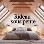 illustration rideau sous pente élégamment posé dans combles