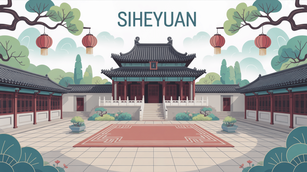 illustration siheyuan cour carrée traditionnelle