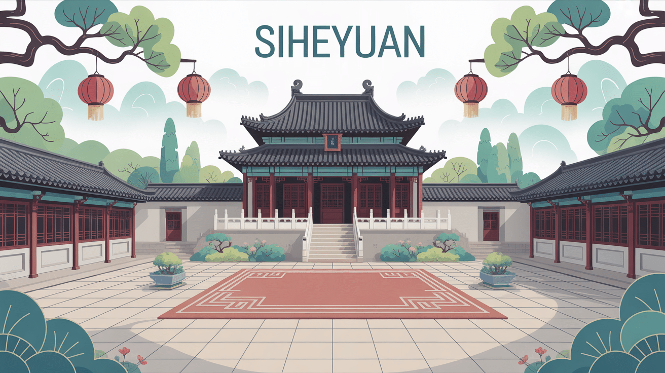 illustration siheyuan cour carrée traditionnelle