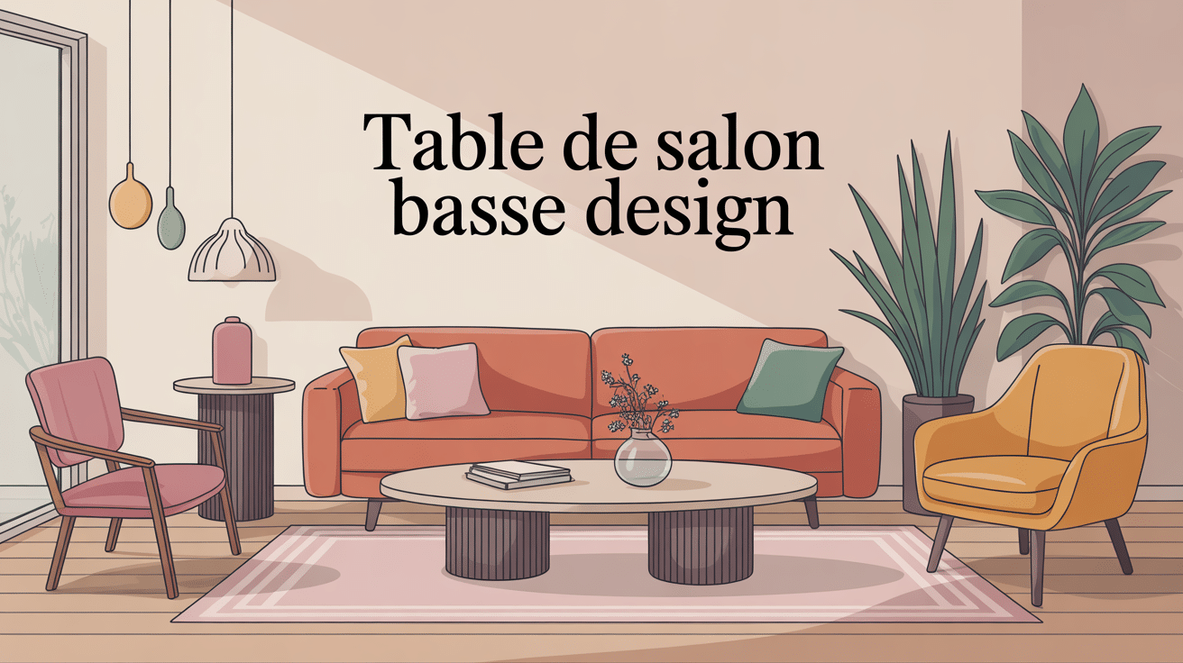 Salon moderne avec plusieurs tables de salon basse design illustration