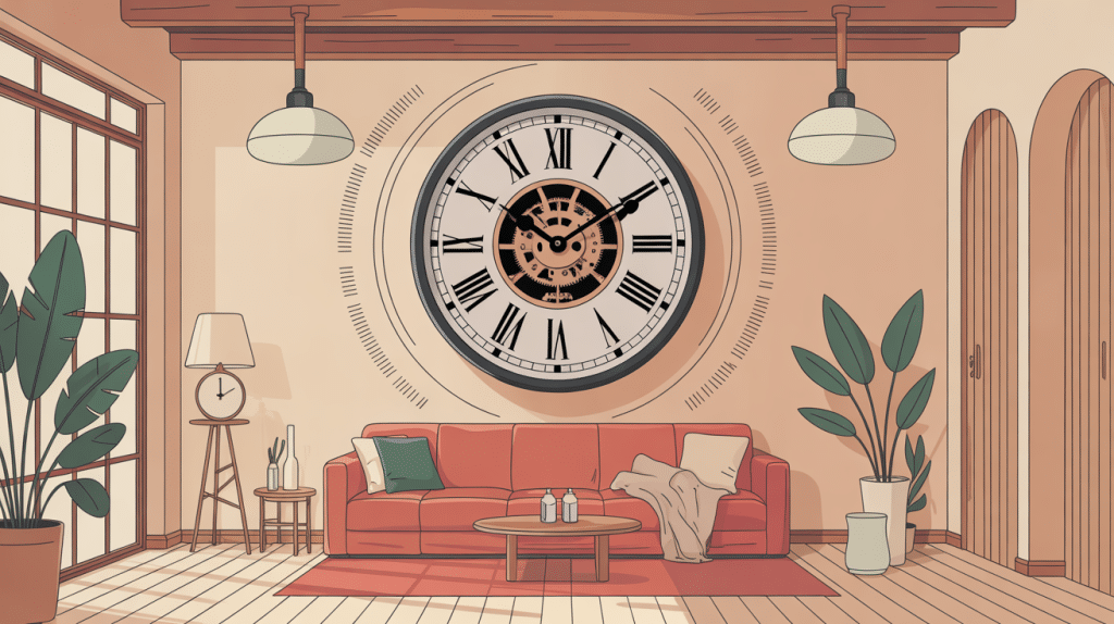 illustration tic tac horloge murale style moderne