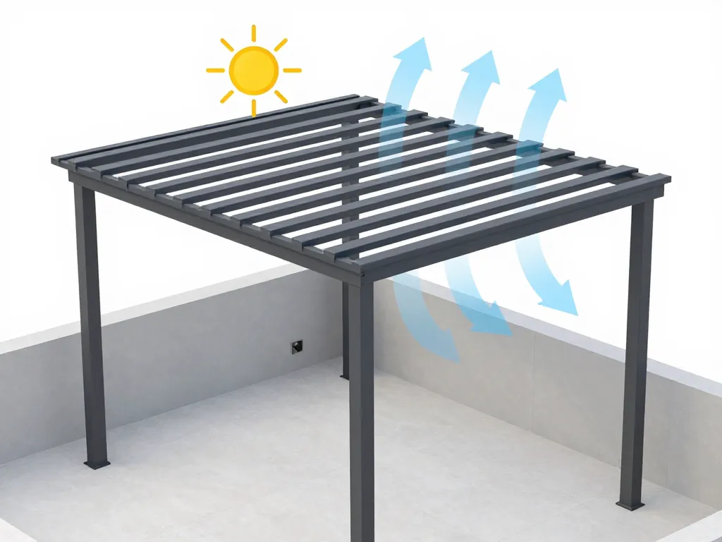 schéma 3d toiture pergola bioclimatique lames orientables