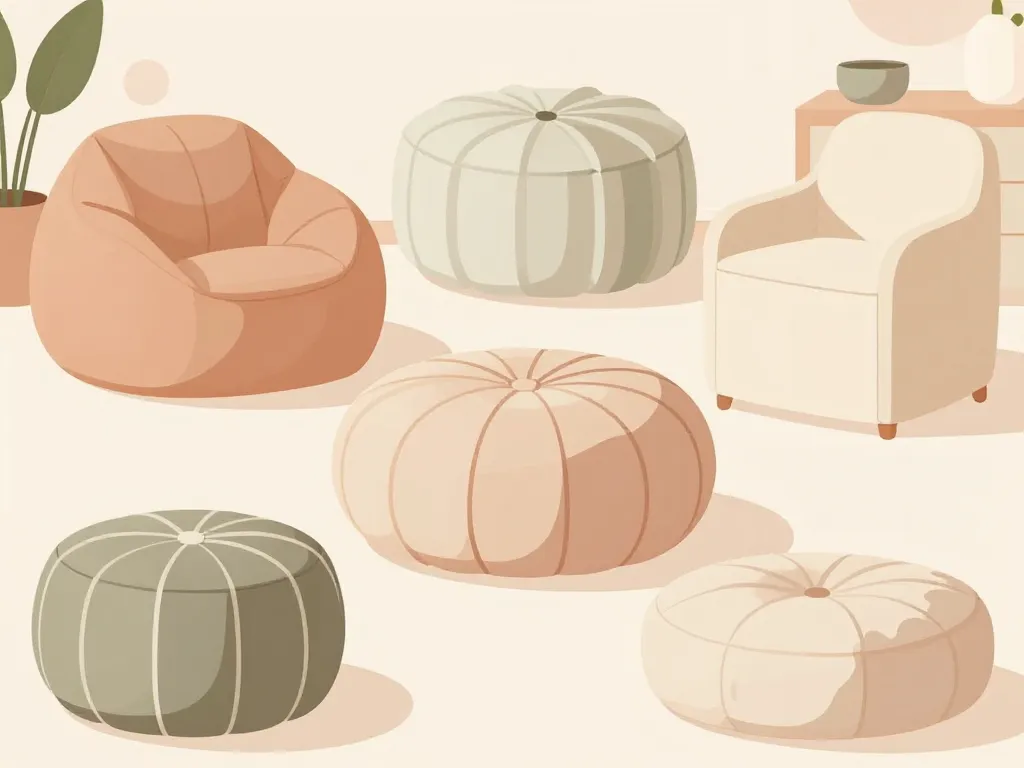 un pouffe dans différents usages et formes en déco intérieure